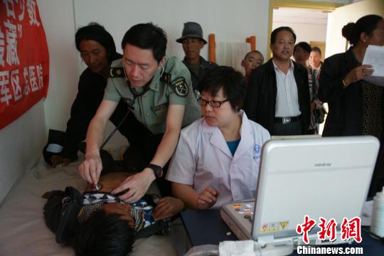 原成都军区总医院心血管外科医务人员到藏区巡诊。　资料图片 摄
